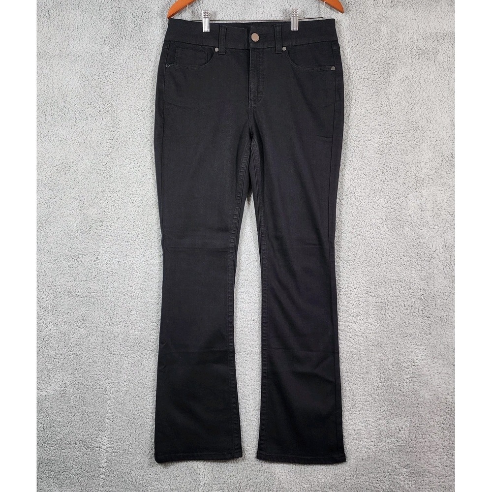 Seven7 Jeans Womens 12 Black Denim Cotton Stretch Tummyless Slim Fit Bootcut Leg